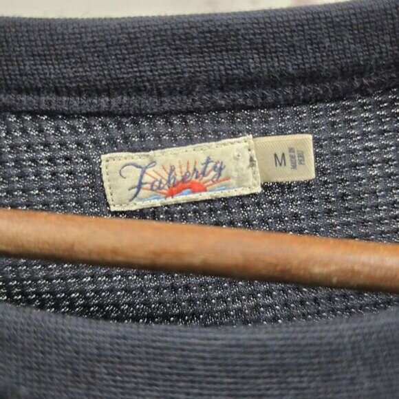 Faherty Shirt Womens Medium Black Thermal Waffle Long John Pima Cotton - Picture 3 of 10